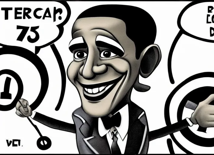 Image similar to cute obama in the style of a 1 9 2 0 s rubber hose walt disney cartoon