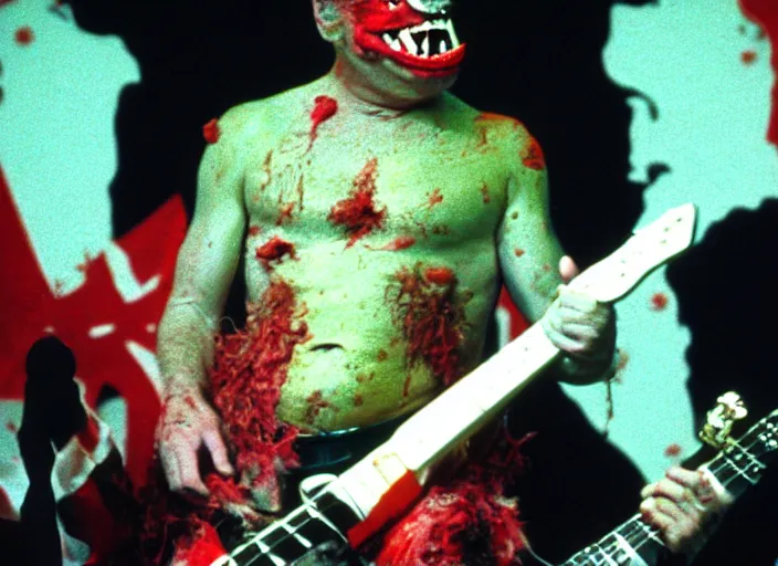 Image similar to publicity photo still of joe biden in gwar live on stage 1 9 9 8, 8 k, live concert lighting, mid shot