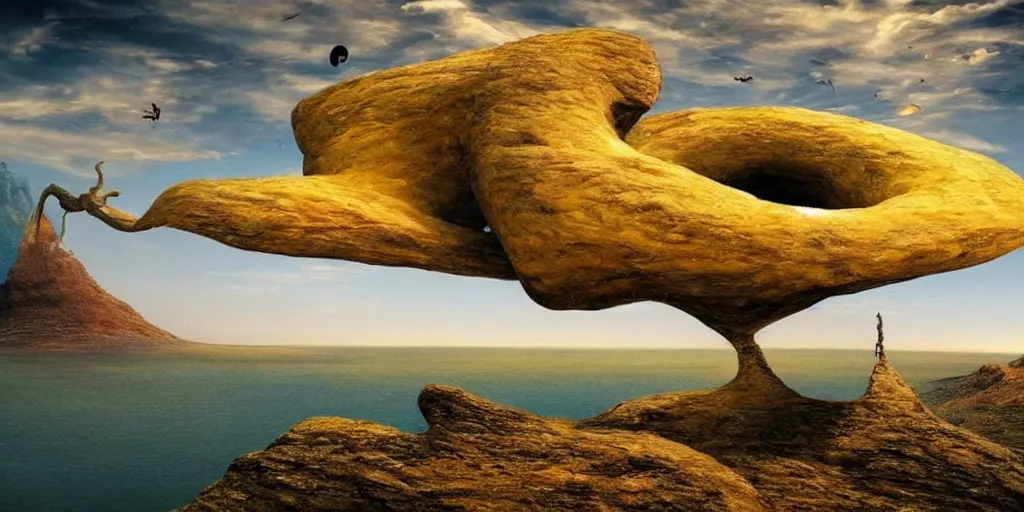 Prompt: surrealist alien landscape, realistic photography, salvador dali, 8k, hd