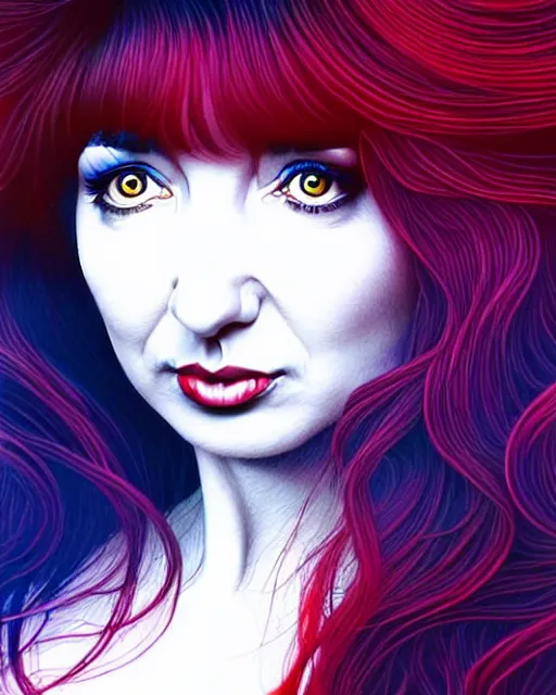 Image similar to richly detailed color illustration kate bush illustrated by artgerm and mina petrovic and timothy kong and marina federovna. 3 - d shadowing