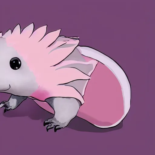 Image similar to ( ( ( pink fairy armadillo riding on a small cloud carrying a small backpack ) ) ), anime,