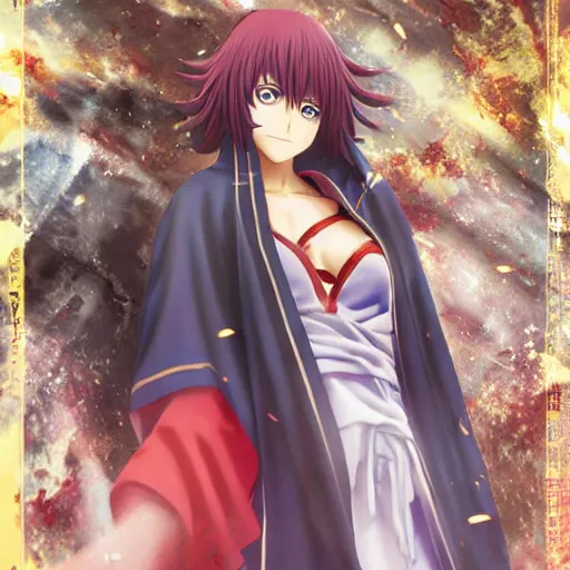 Image similar to Kagura from Gintama ascending to godhood, by wlop