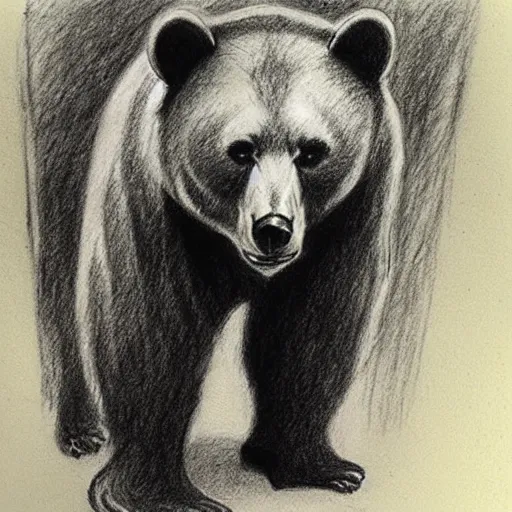 Prompt: the bear of frazetta pencil sketch