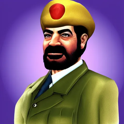 Image similar to saddam hussein as a sims character