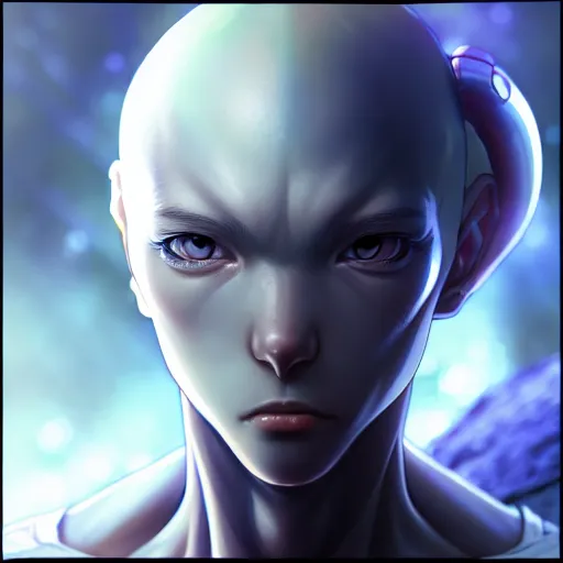 Image similar to alien, a full body portrait, single subject, detailed face, finely detailed features, closeup at the face, perfect art, makoto shinkai, stanley artgerm lau, takashi takeuchi, akihiko yoshida, trending on pixiv fanbox, wlop, rossdraws