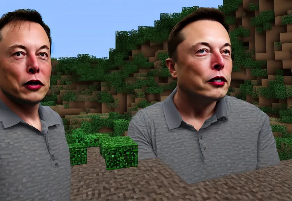 Image similar to elon musk in minecraft, elon musk in the video game minecraft, gameplay screenshot, close up, 3 d rendering. unreal engine. amazing likeness. very detailed.