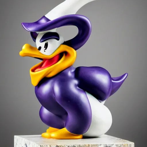 Prompt: A marble statue of Darkwing Duck