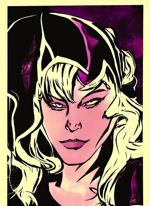 Prompt: gwen stacy, high contrast, concept art, dramatic lighting, portrait, facing forward, face in focus, art by Frank Miller