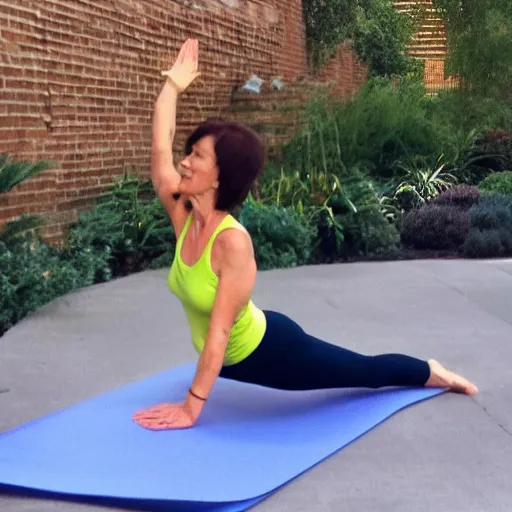 Prompt: pixar mom doing yoga