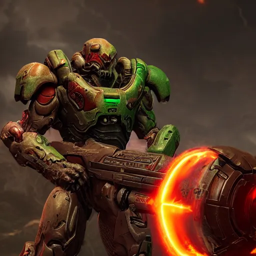 Image similar to doom slayer from doom eternal, photography