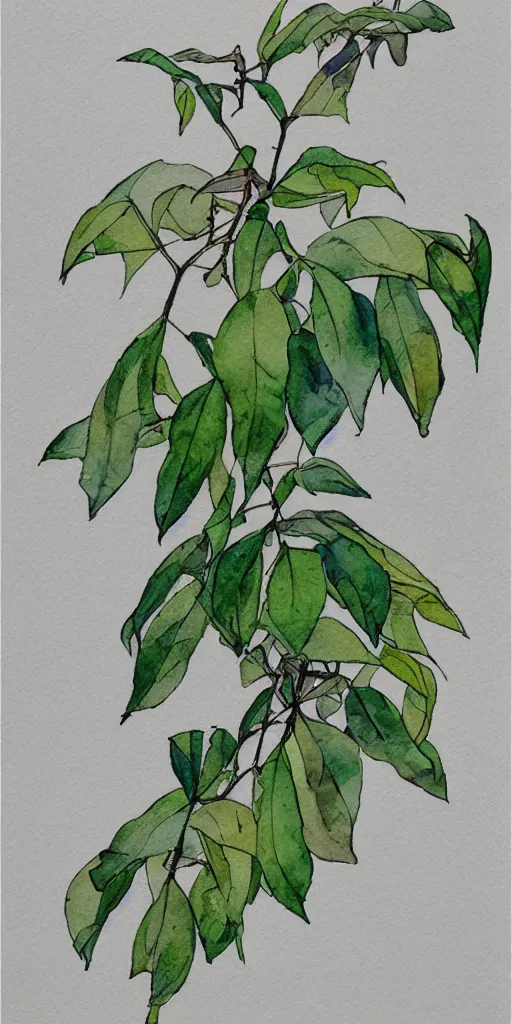 Image similar to water color and pen, high resolution, detailed, trending on artstation, tea plant