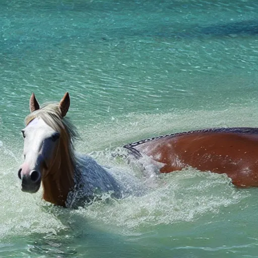 Prompt: horse swimming