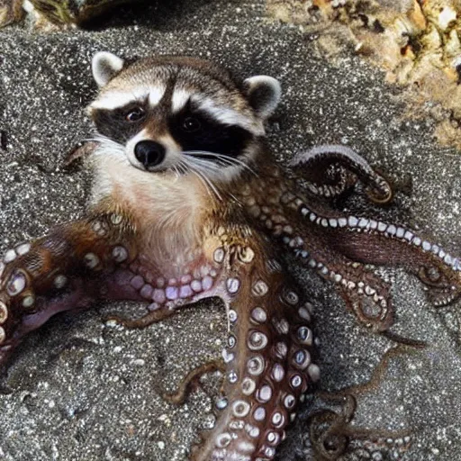 Image similar to photo of an octopus that looks like a raccoon