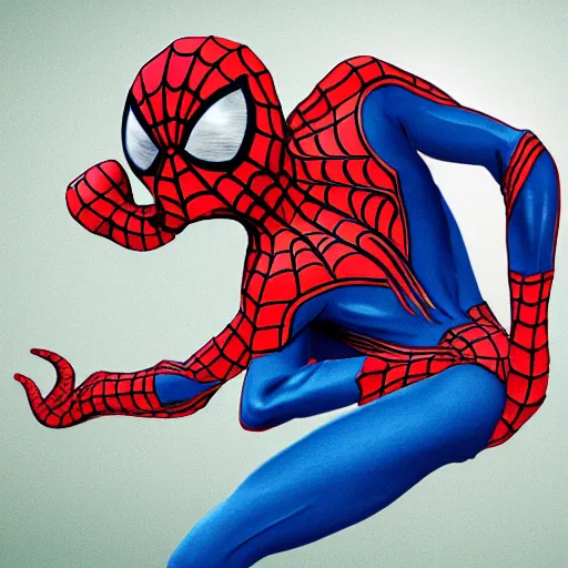 Image similar to octopus attacking and suffocating spiderman, photorealistic