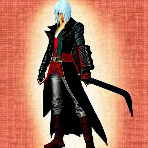 Image similar to Dante from Devil May Cry in Castlevania Symphony of the Night, highly detailed, pixel art