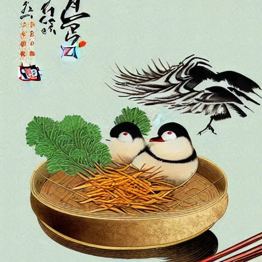 Image similar to beijing roast duck, digital art, style of traditional chinese painting