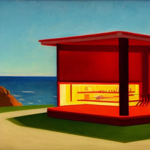 Prompt: painting of the end of the world in the style of Edward Hopper