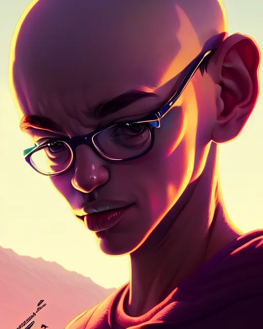 Image similar to hyper - realistic portrait of a cute alien, gta v cover art, celshading, sharp focus, intricate, detailed, rhads, andreas rocha, makoto shinkai, lois van baarle, ilya kuvshinov, greg rutkowski, dynamic lighting, grunge aesthetic, 4 k