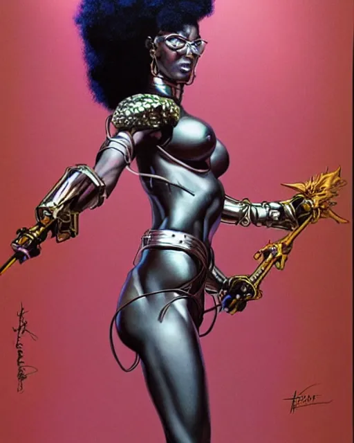 Image similar to female afrofuturism warrior queen, by hajime sorayama