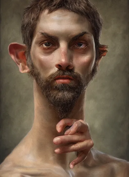 Prompt: portrait of a Satyr in the style of stefan kostic, flickr, realistic photo, sharp focus, 8k high definition, insanely detailed, intricate, elegant