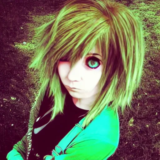 Image similar to saria as emo girl