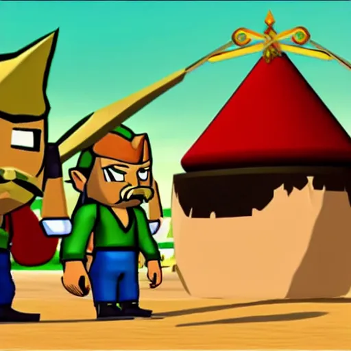 Image similar to Saddam Hussein in The Legend of Zelda The Wind Waker