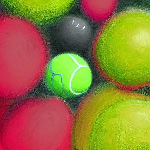 Image similar to a tennis ball texture, colorful, digital art, fantasy, magic, chalk, trending on artstation, ultra detailed, professional illustration by basil gogos