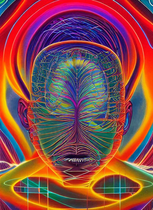 Image similar to collaborative intelligence in your pocket in the style of alex grey, album cover, award winning, beautiful, colorful, volumetric lighting, trending on artstation