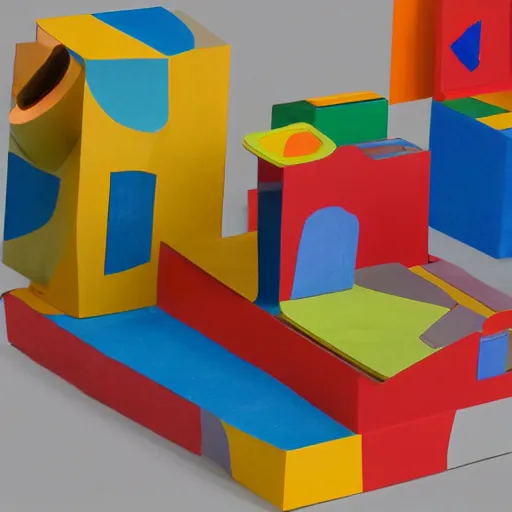 Image similar to a children's play set inspired by the cubist art movement