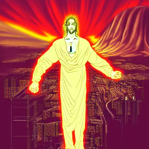 detailed manga illustration of christ the redeemer, Stable Diffusion