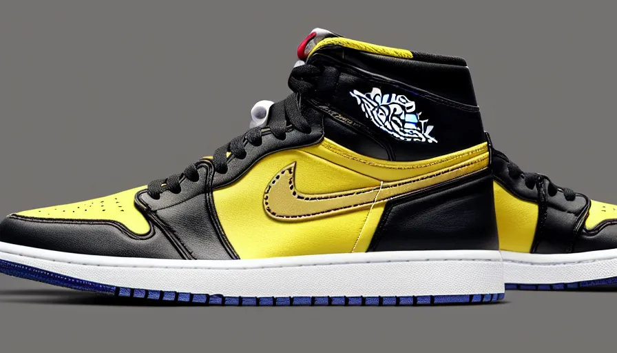 Image similar to Air Jordan 1 high, minions themed, 4k