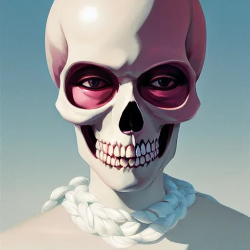 Image similar to skull portrait woman balloons, futurama, elegant, highly detailed, hard shadows and strong rim light, art by jc leyendecker and atey ghailan and sachin teng