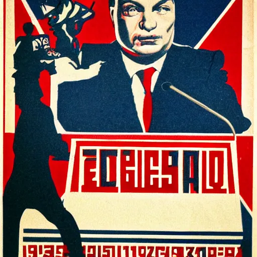 Image similar to viktor orban on soviet election poster, 1 9 2 0 s