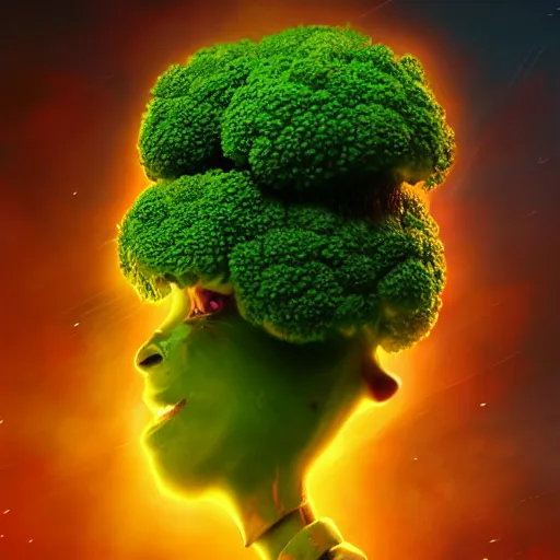 Prompt: A striking epic hyper real comic book style portait painting of a cute happy broccoli, heart shapes in the sky, D&D Concept Art, unreal 5, DAZ, Apex legends concept art, hyperrealistic, octane render, cosplay, RPG portrait, dynamic lighting