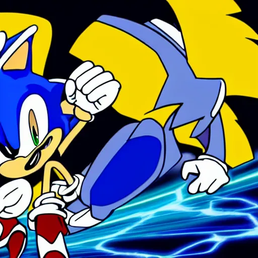 Prompt: Sonic and metal sonic fighting each-other, ultrarealistic