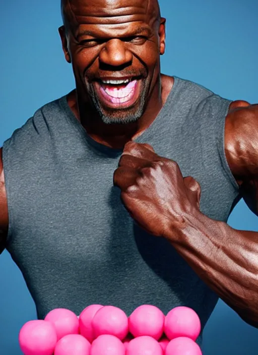 Image similar to Terry Crews promoting his new bubblegum, Terry Chews