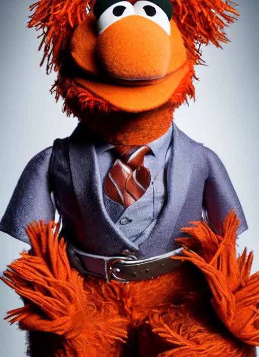 Prompt: studio portrait still of muppet dwight schrute as a muppet muppet as a @ muppet, 8 k, studio lighting, key light,