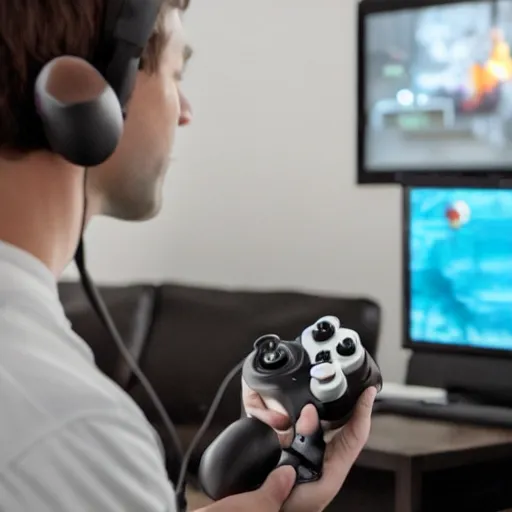 Image similar to a controller using a human as a controller to play a video game