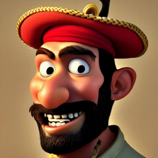 Image similar to portrait of the pirate blackbeard. pixar disney 4 k 3 d render funny animation movie oscar winning trending on artstation and behance. ratatouille style.