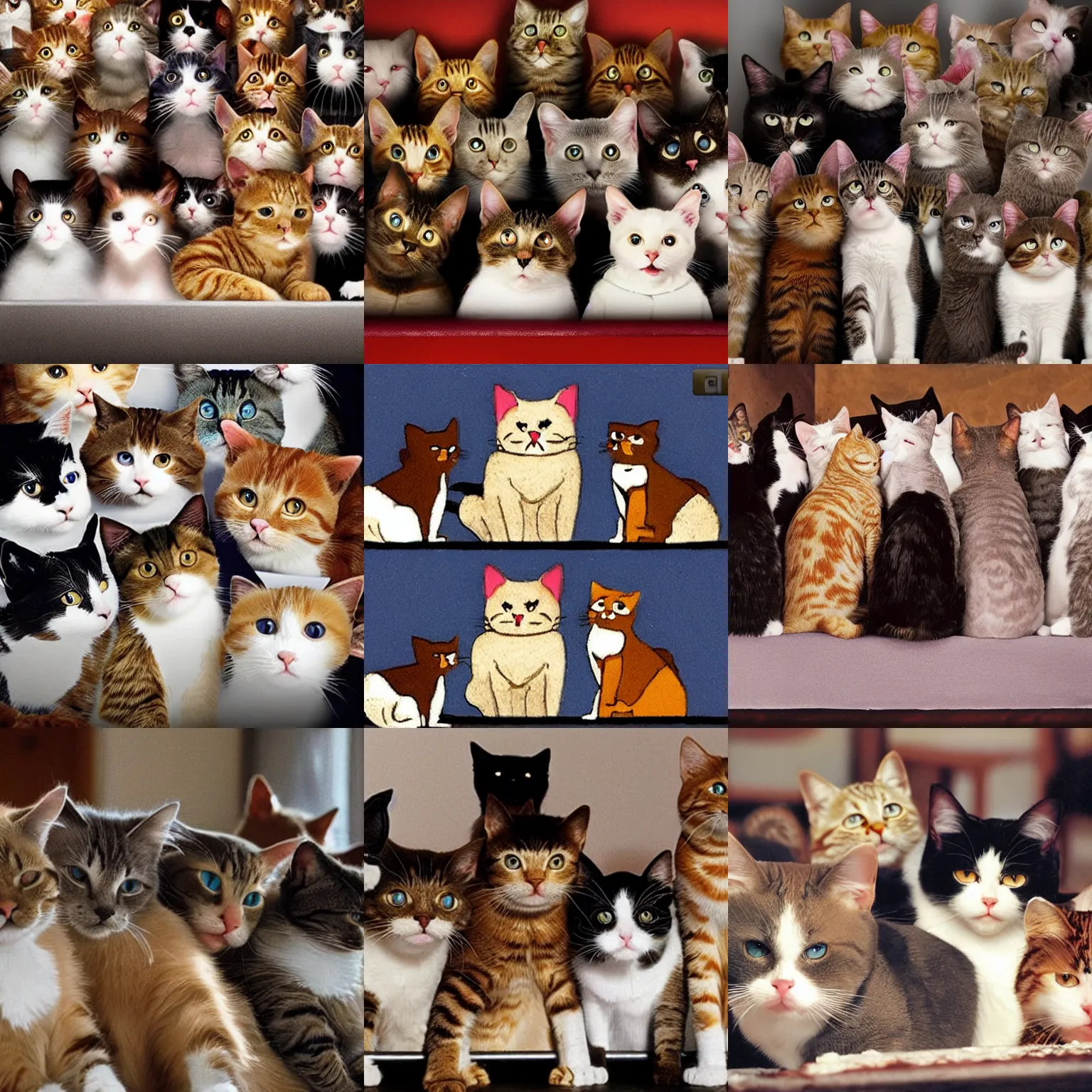 Prompt: 2 2 cats watching a movie