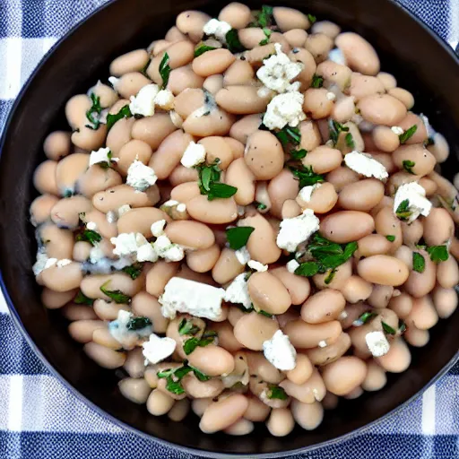 Prompt: Cannellini beans with feta cheese