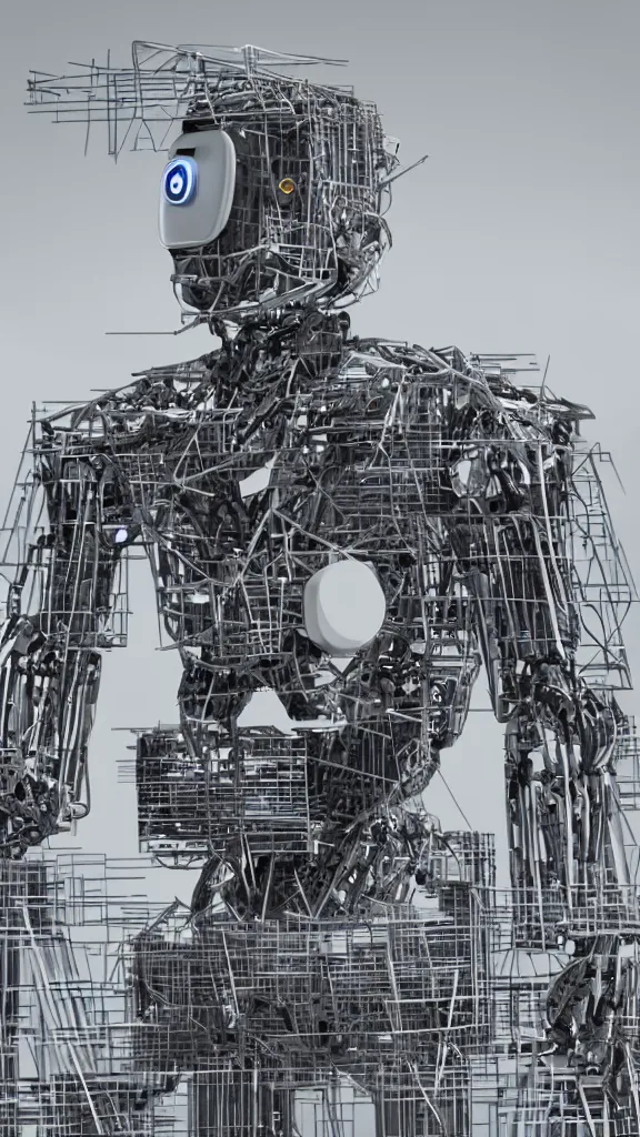 Prompt: robot in construction, architect portrait