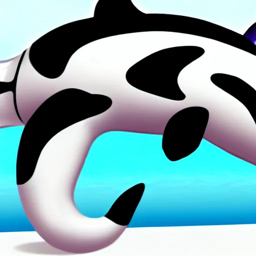 Image similar to a person transforming into and orca pooltoy, hd, drawing, digital art