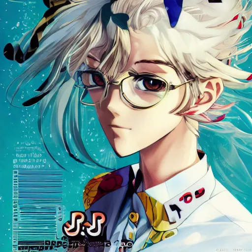 Image similar to Magazine Cover Anime key visual of a Gucci girl; official media; typography; drawn by Hirohiko Araki; Jojo's Bizarre Adventure; Jojolion, portrait, made by Stanley Artgerm Lau, WLOP, Rossdraws, James Jean, Andrei Riabovitchev, Marc Simonetti, Yoshitaka Amano, ArtStation