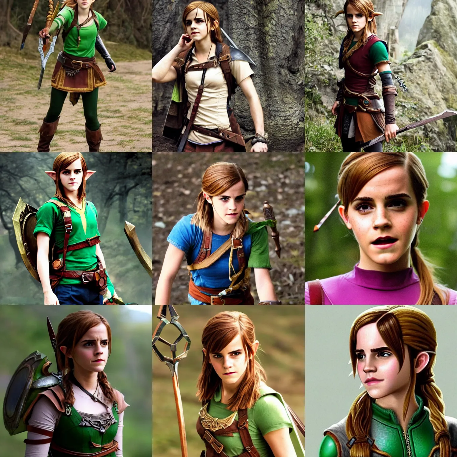 Prompt: Emma Watson as Link from the Legend of Zelda