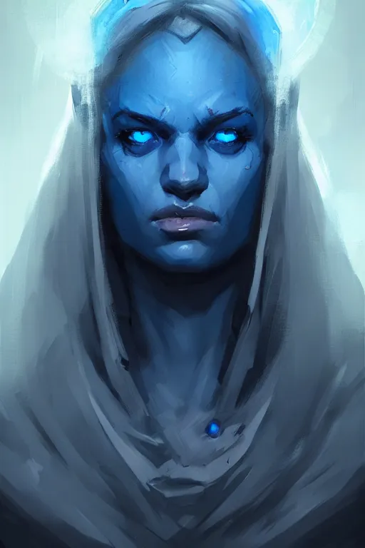 Image similar to portrait of a blue genasi from d&d by Greg Rutkowski, d&d character, blue, black background, highly detailed portrait, digital painting, artstation, concept art, smooth, sharp foccus ilustration, Artstation HQ