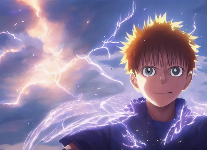 Image similar to highly detailed portrait of zatch bell, in my hero academia, stephen bliss, 8 k, unreal engine, fantasy art by greg rutkowski, loish, rhads, ferdinand knab, makoto shinkai and lois van baarle, ilya kuvshinov, rossdraws, tom bagshaw, global illumination, radiant light, detailed and intricate environment