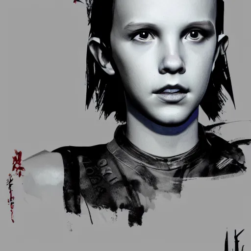 Image similar to Portrait of Millie Bobby Brown by Yoji Shinkawa, octane render