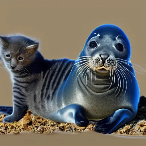 Prompt: seal with kitten