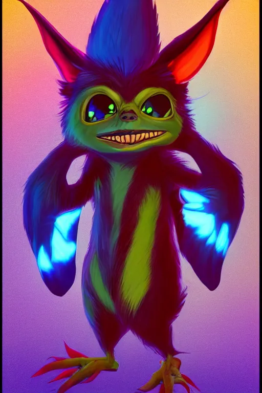 Prompt: colorful full body shot of gizmo gremlin and grogu, trending on artstation, trending on deviantart ,cinematic backlighting, 8k, symmetrical, correct proportions, hyper detail